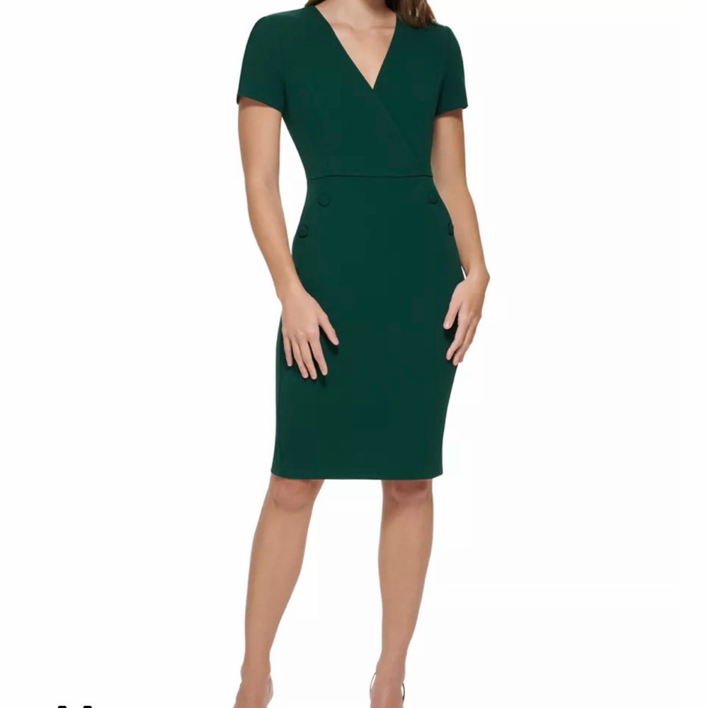 Like New Calvin Klein Green Midi Sheath Dress
